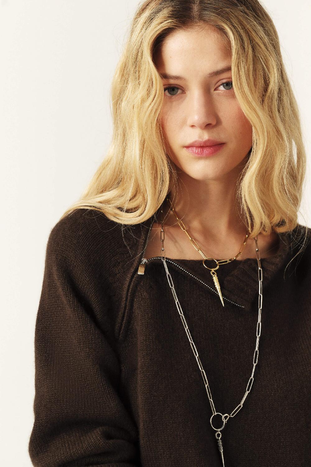 Ba&sh Pull Manches Longues Corvy Chocolat