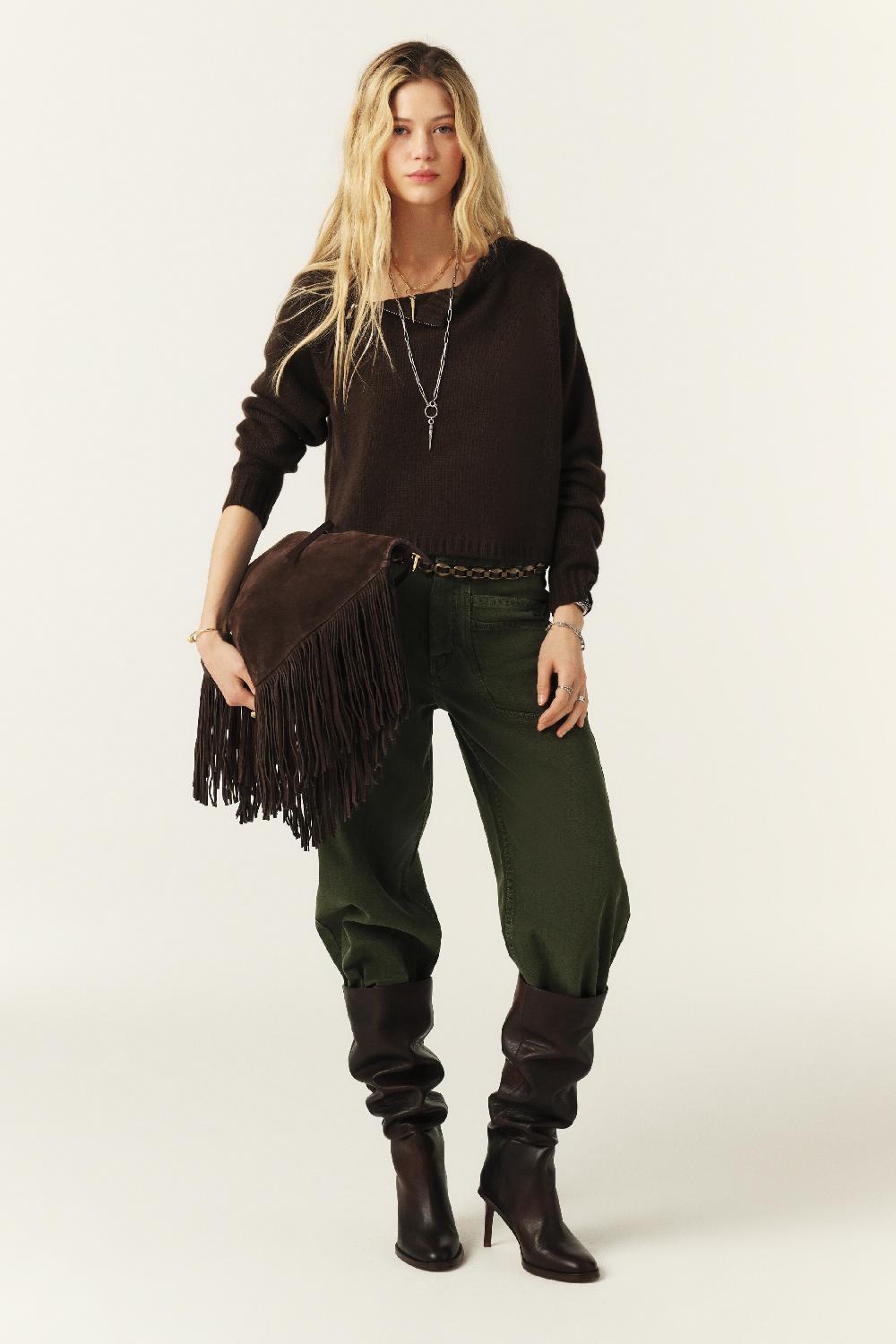 Ba&sh Pull Manches Longues Corvy Chocolat