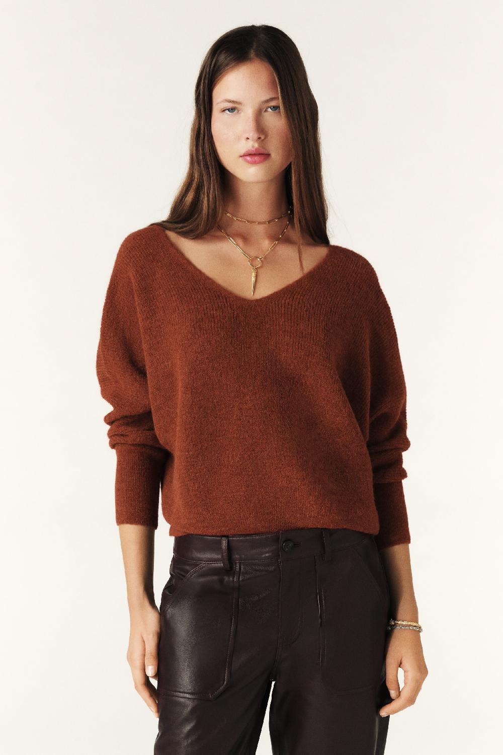 Ba&sh Pull Manches Longues Elsa Marron