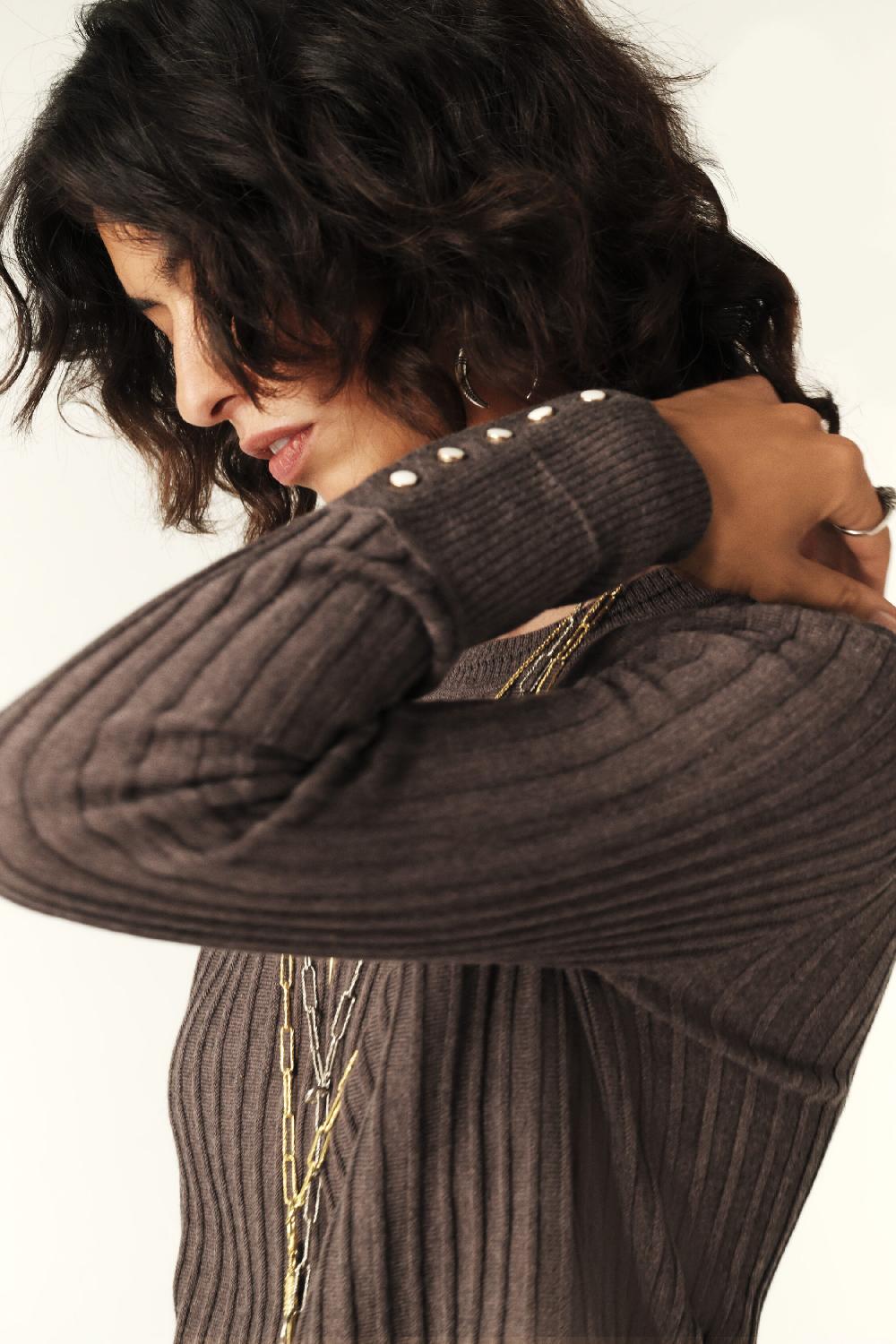 Ba&sh Pull Manches Longues Jinie Chocolat