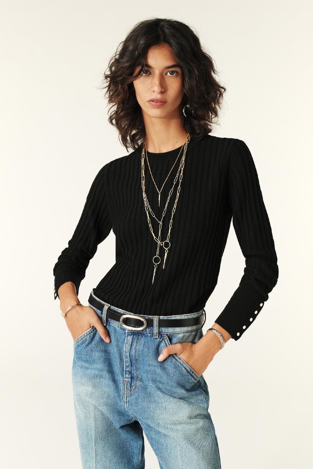 ba&sh Pull Manches Longues Jinie Noir