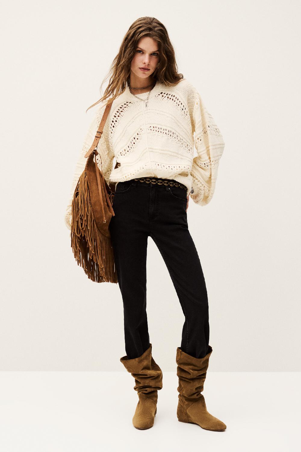 Ba&sh Pull Manches Longues Lory Blanc Ecru