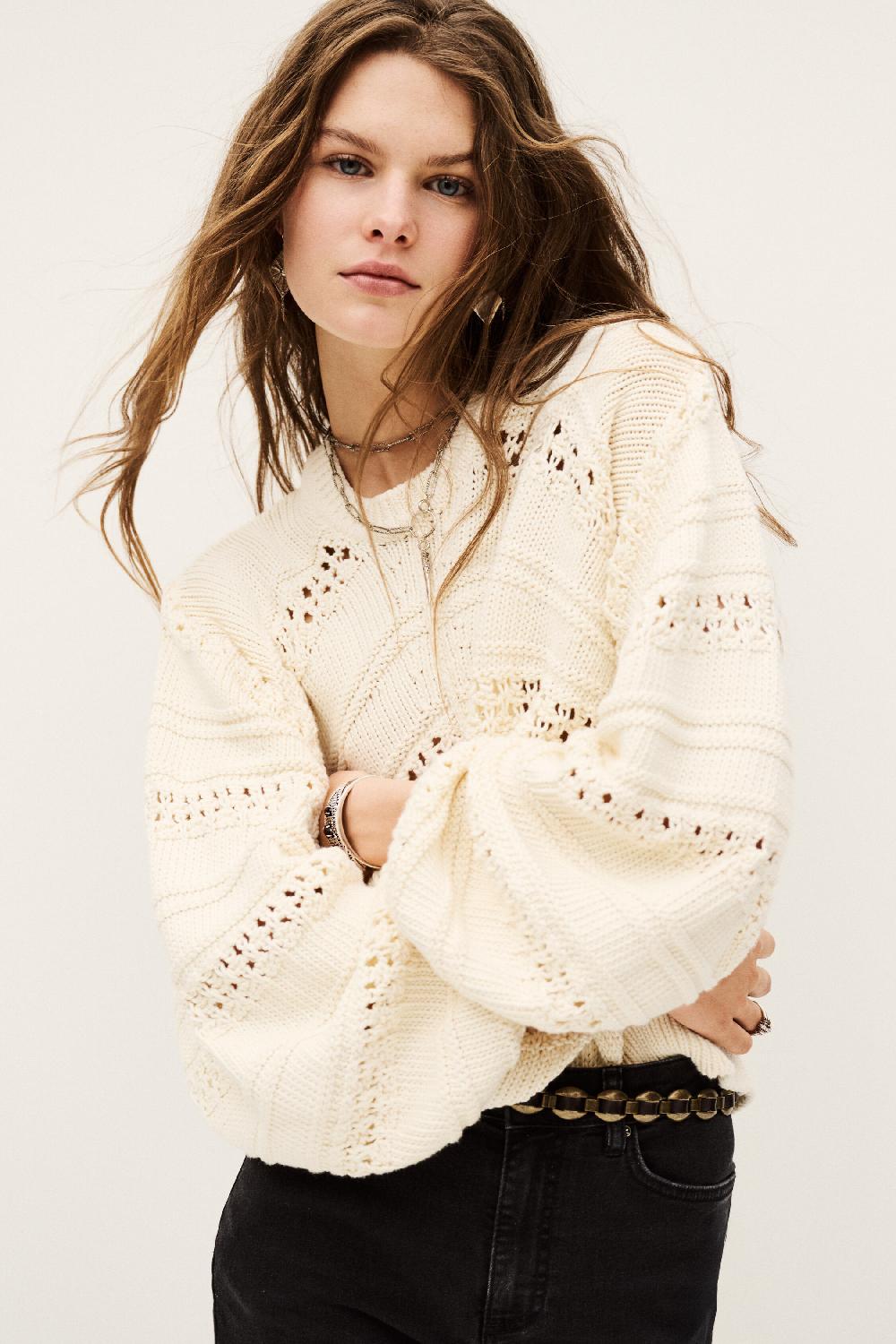 Ba&sh Pull Manches Longues Lory Blanc Ecru