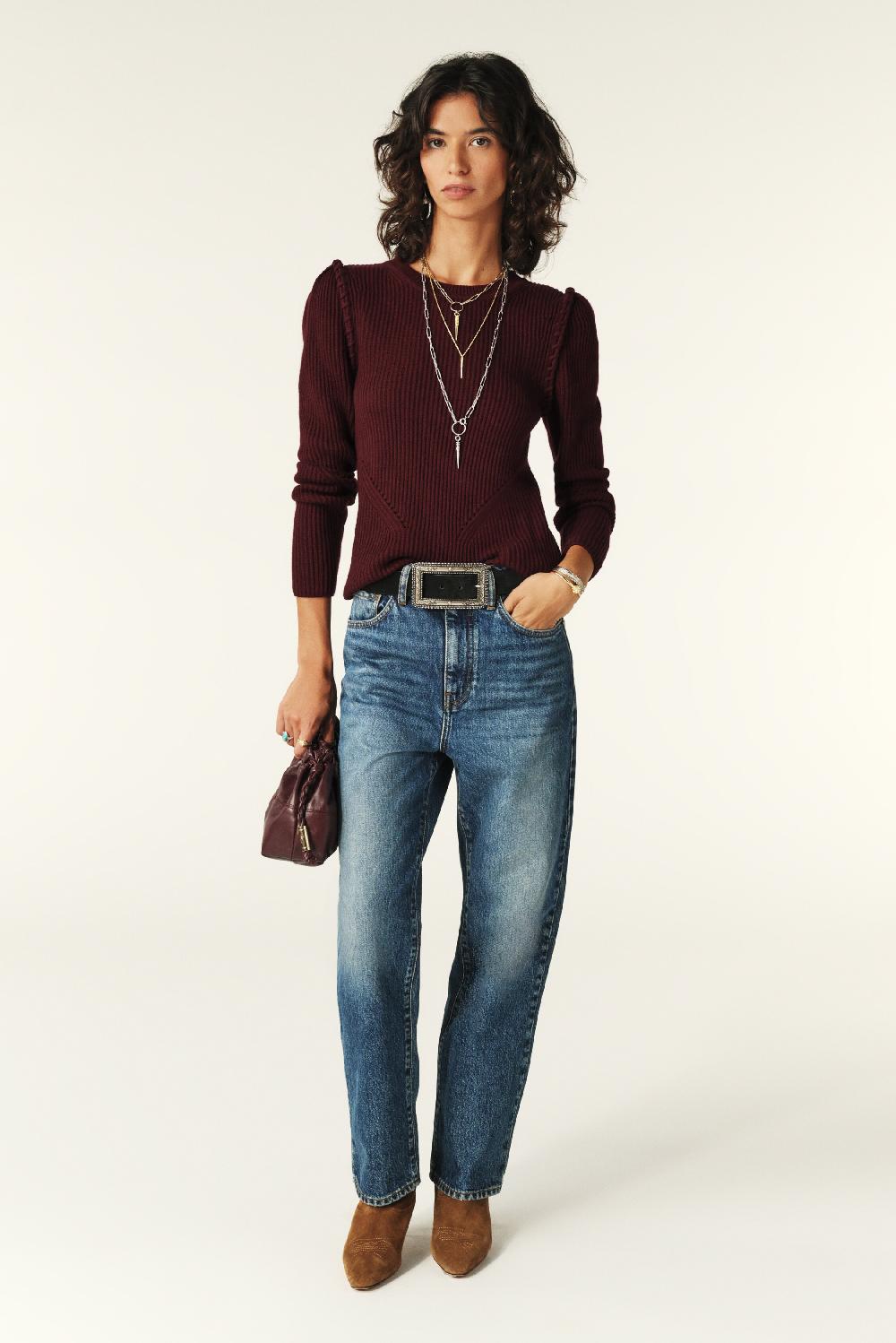 Ba&sh Pull Manches Longues Pepping Rouge