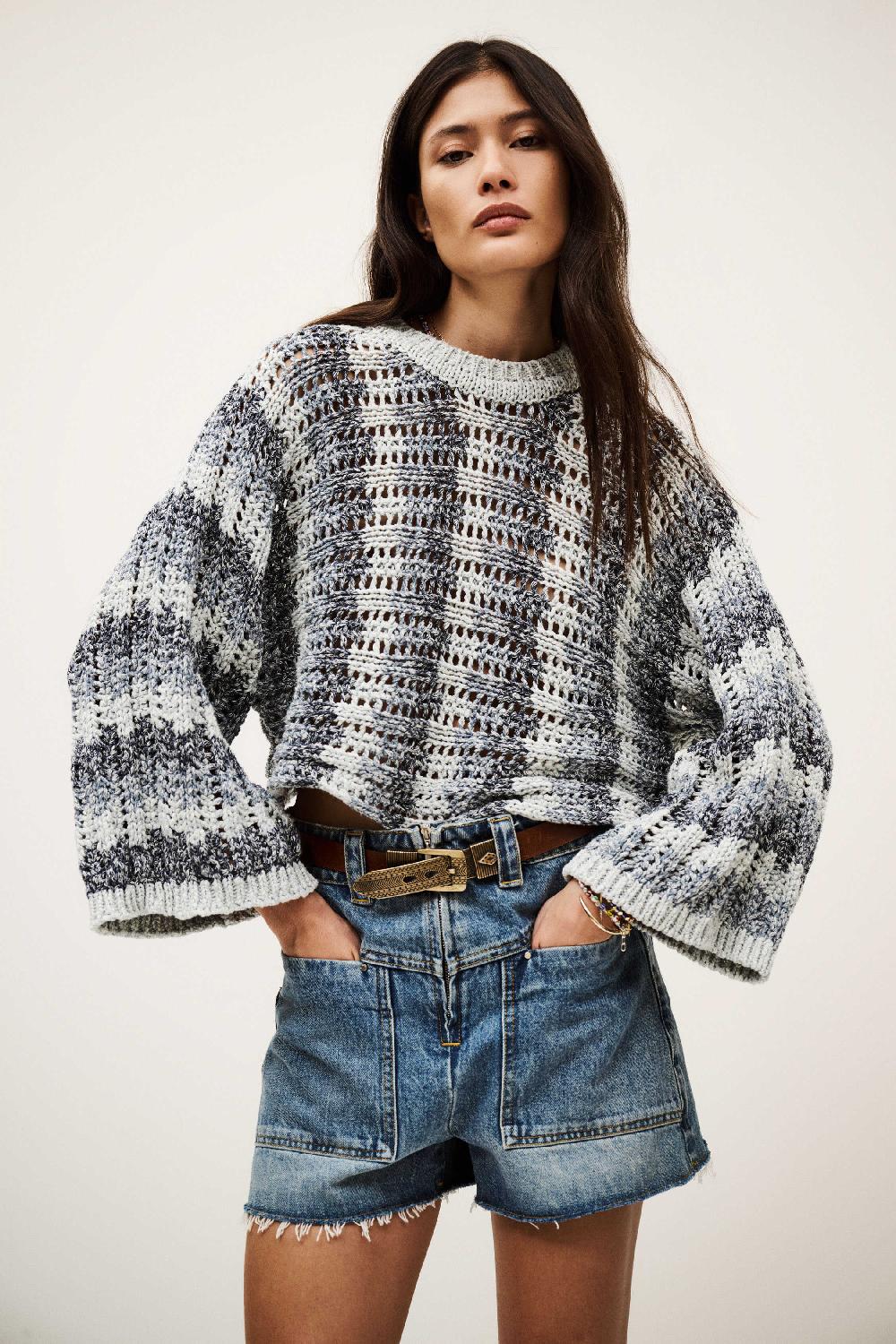 ba&sh Pull Manches Longues Strecy Bleu