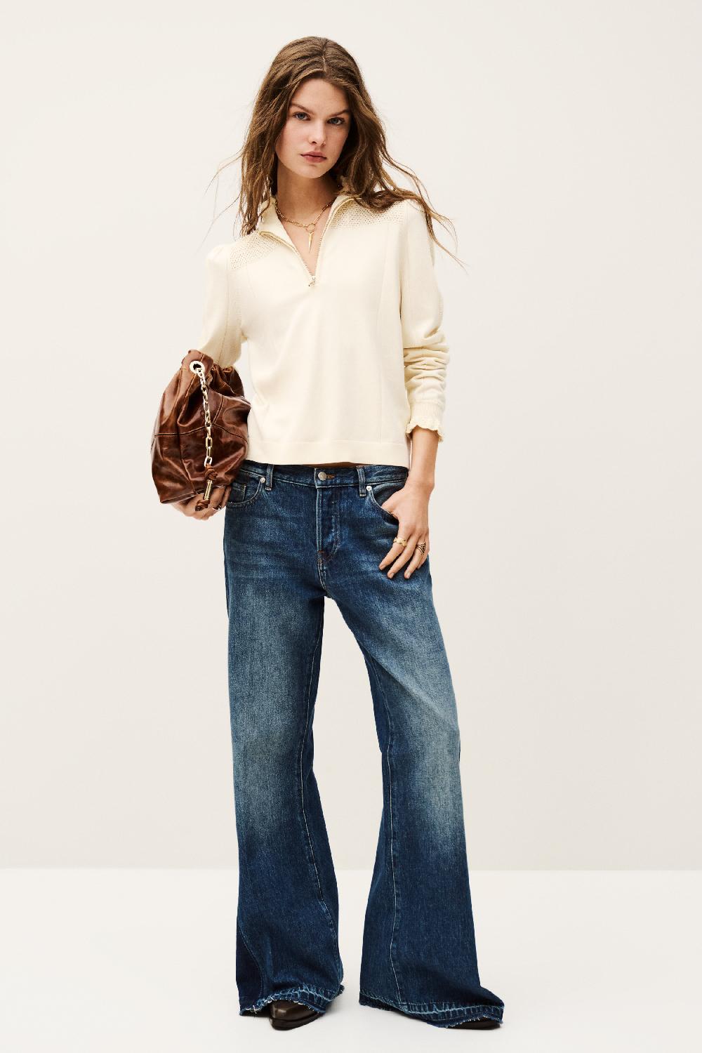 Ba&sh Pull Manches Longues Suzanne Blanc Ecru