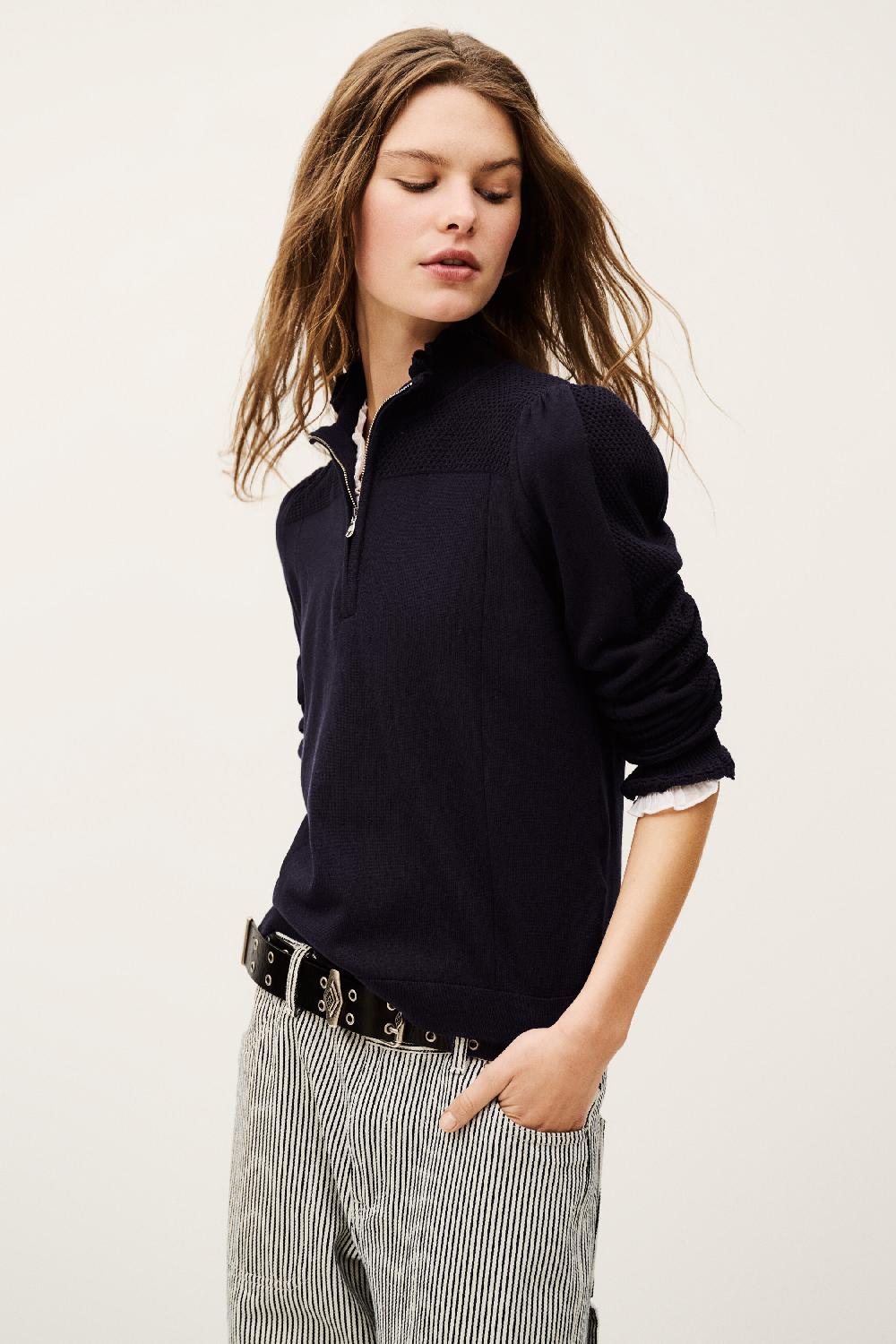 Ba&sh Pull Manches Longues Suzanne Marine