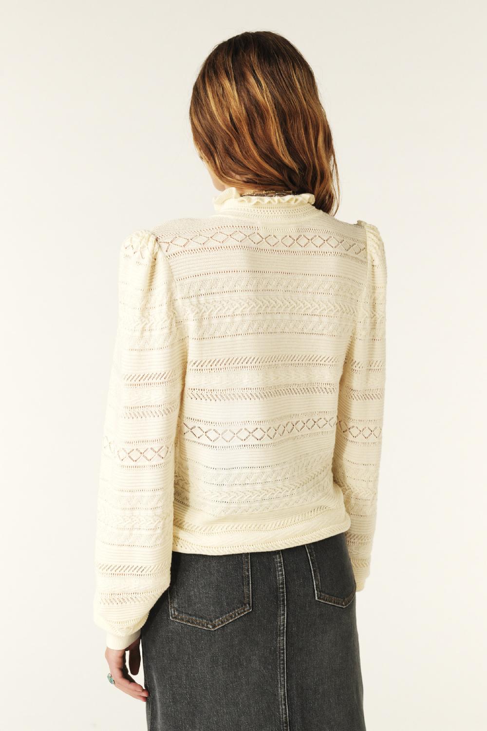 Ba&sh Pull Manches Longues Vinnie Blanc Ecru
