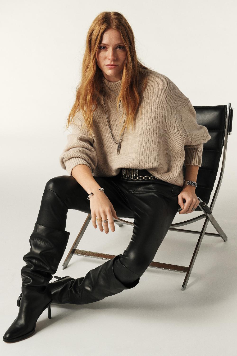 Ba&sh Pull Manches Longues Yitt Beige