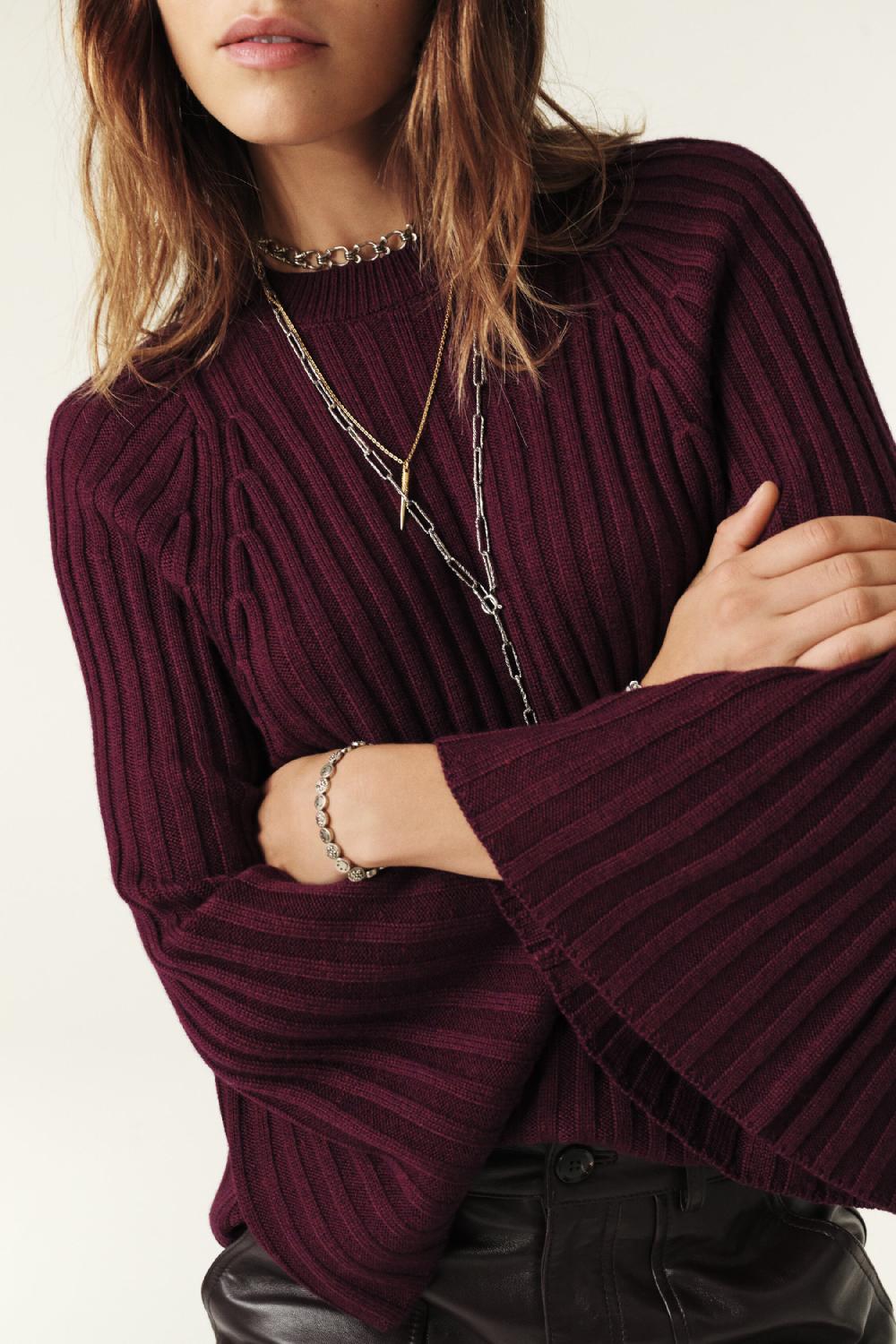 Ba&sh Pull Manches Papillons Jobert Prune