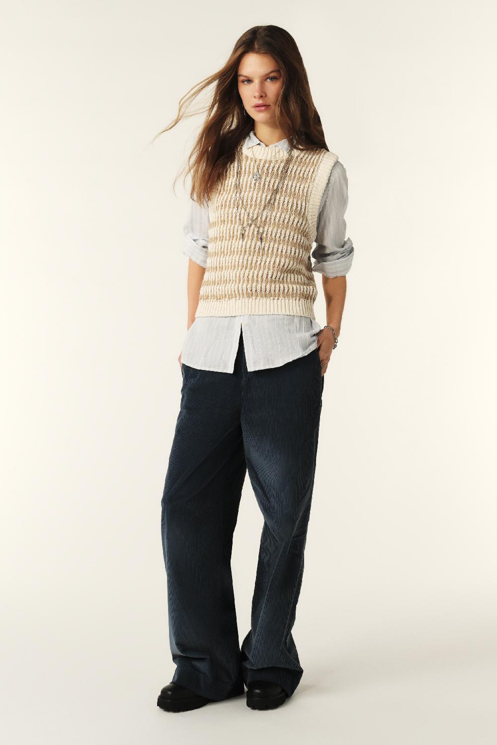 ba&sh Pull Sans Manches Mylan Blanc Ecru