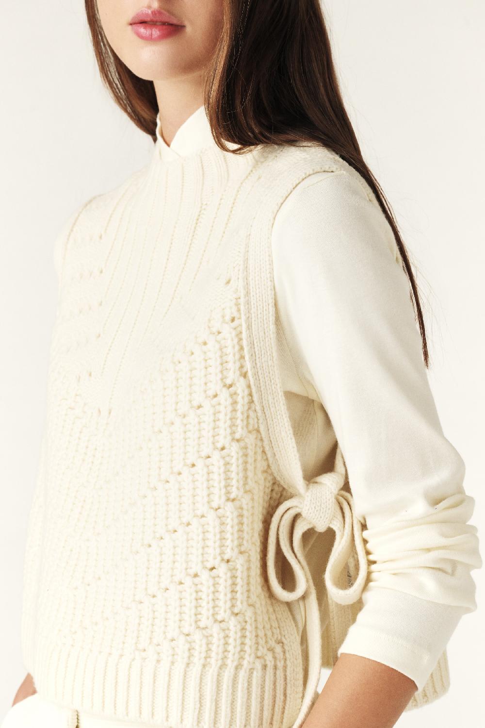 Ba&sh Pull Sans Manches Orion Blanc Ecru