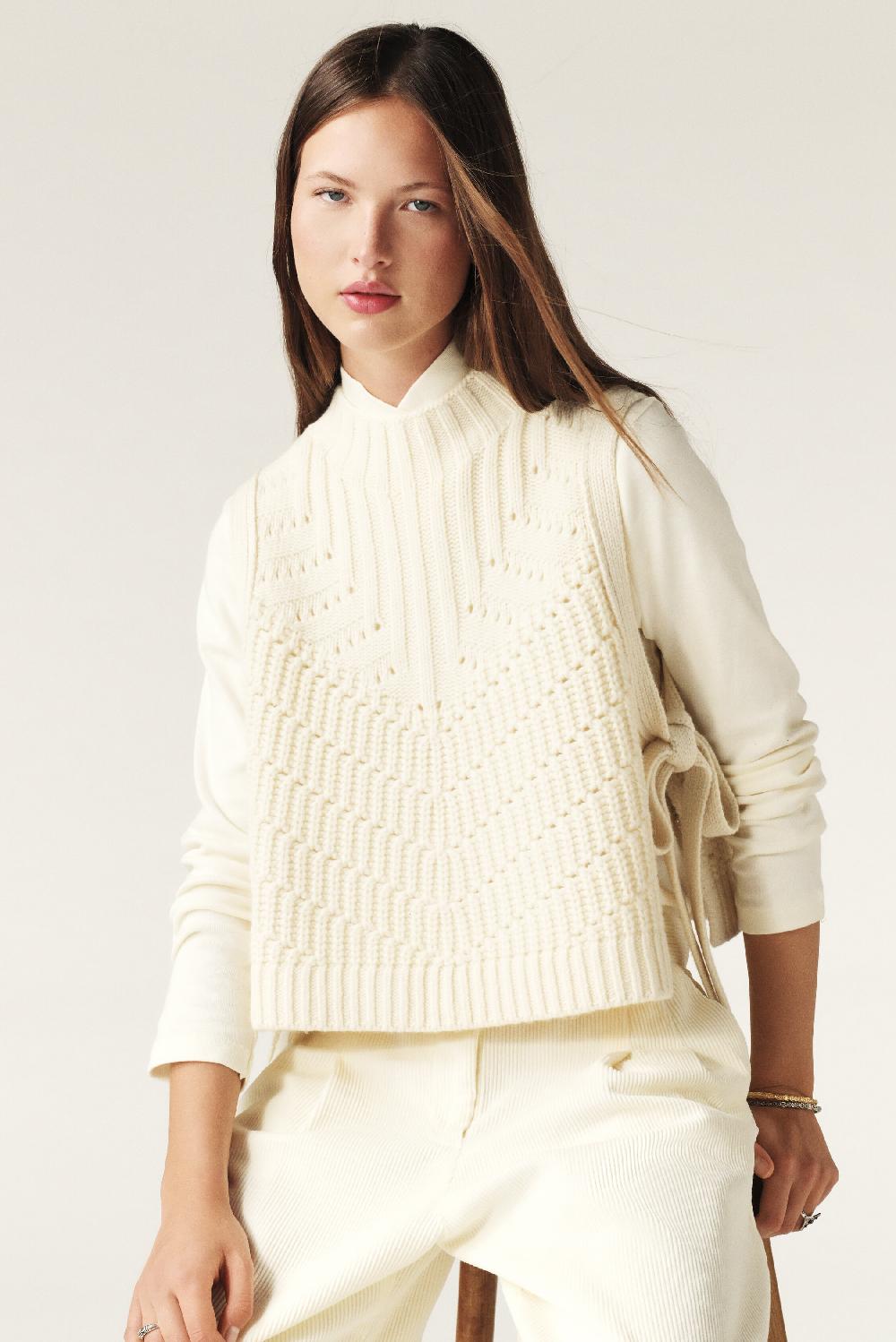 Ba&sh Pull Sans Manches Orion Blanc Ecru