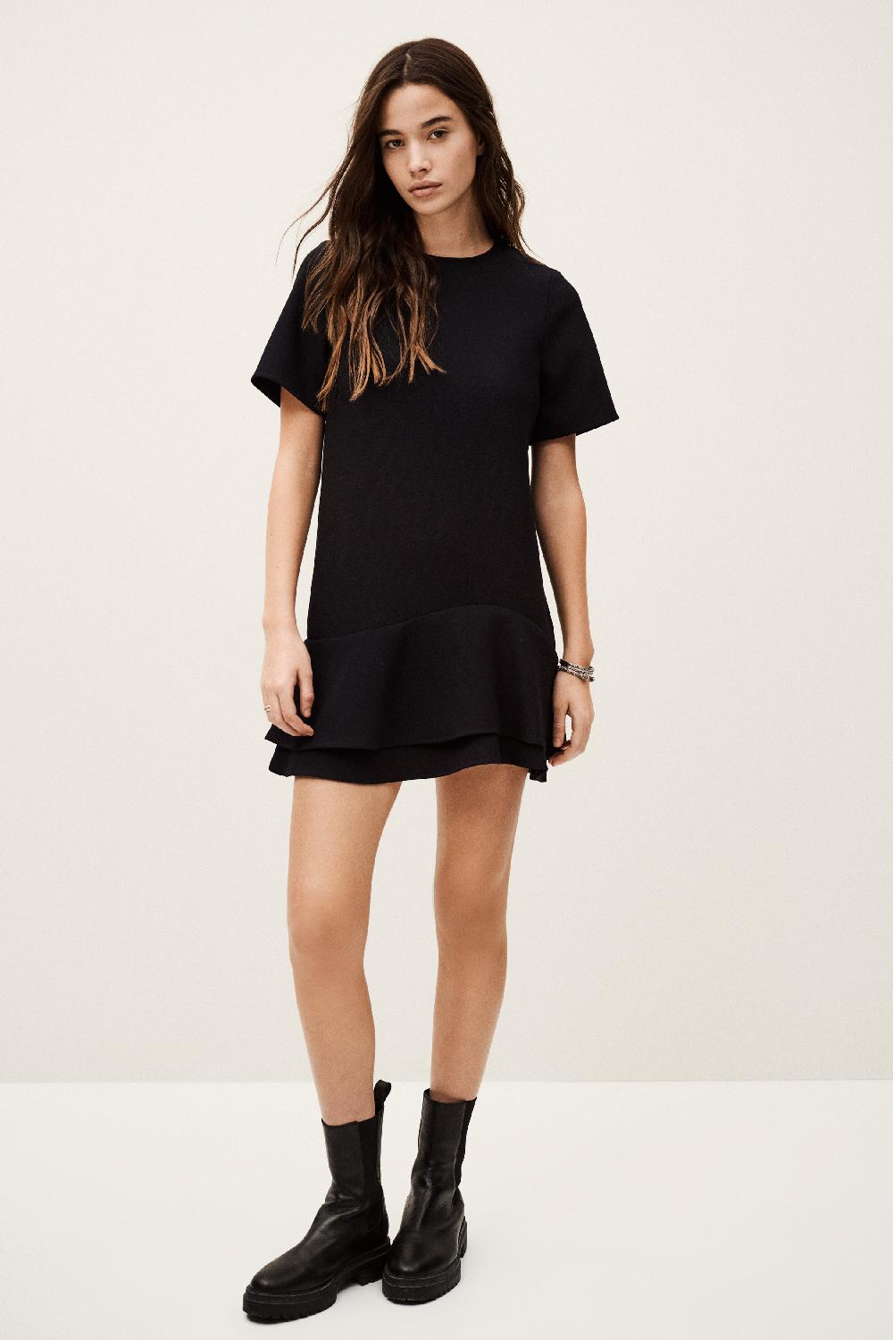 Ba&sh Robe à Godets Ilona Bleu Nuit