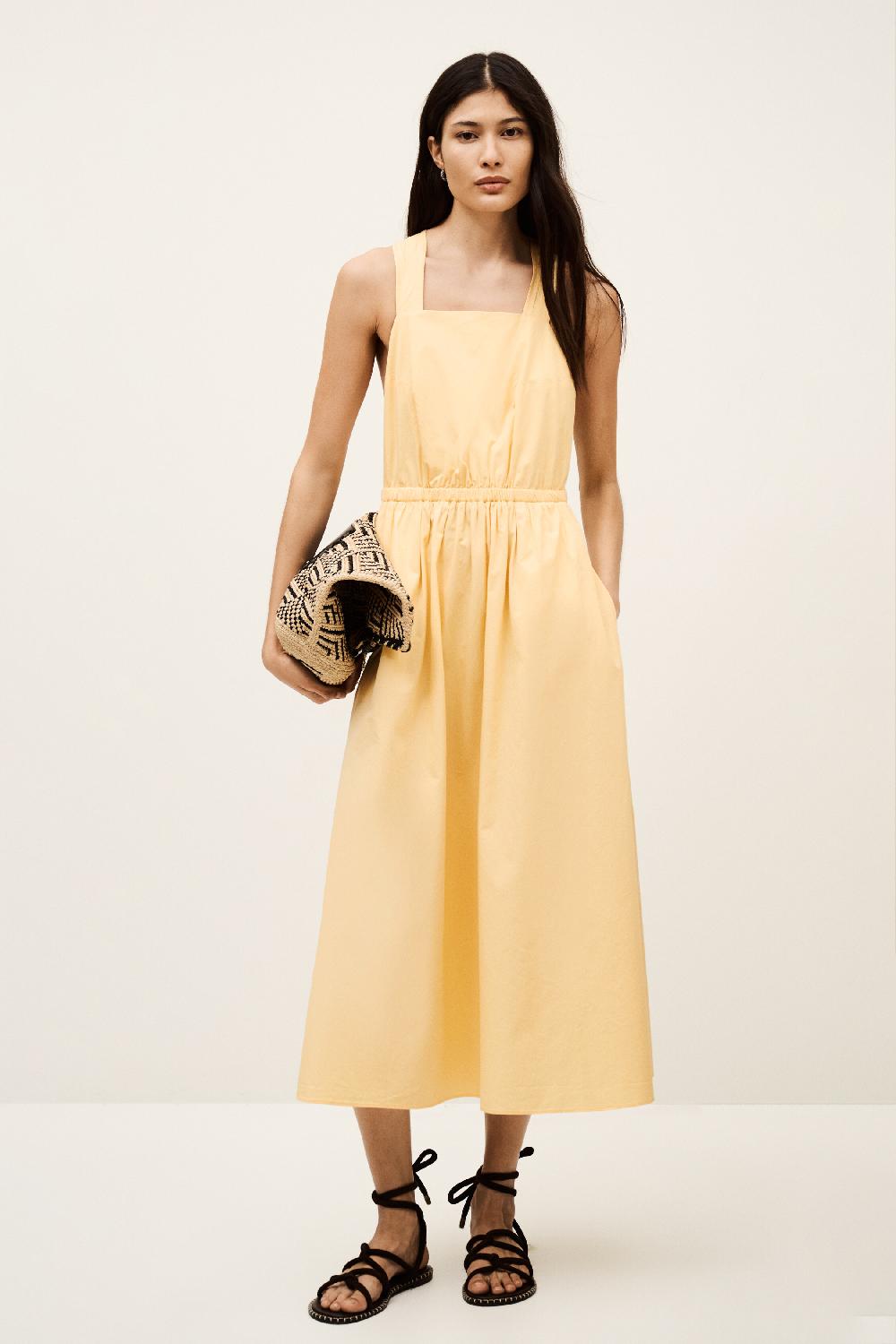 Ba&sh Robe Bretelles Larges Tali Jaune
