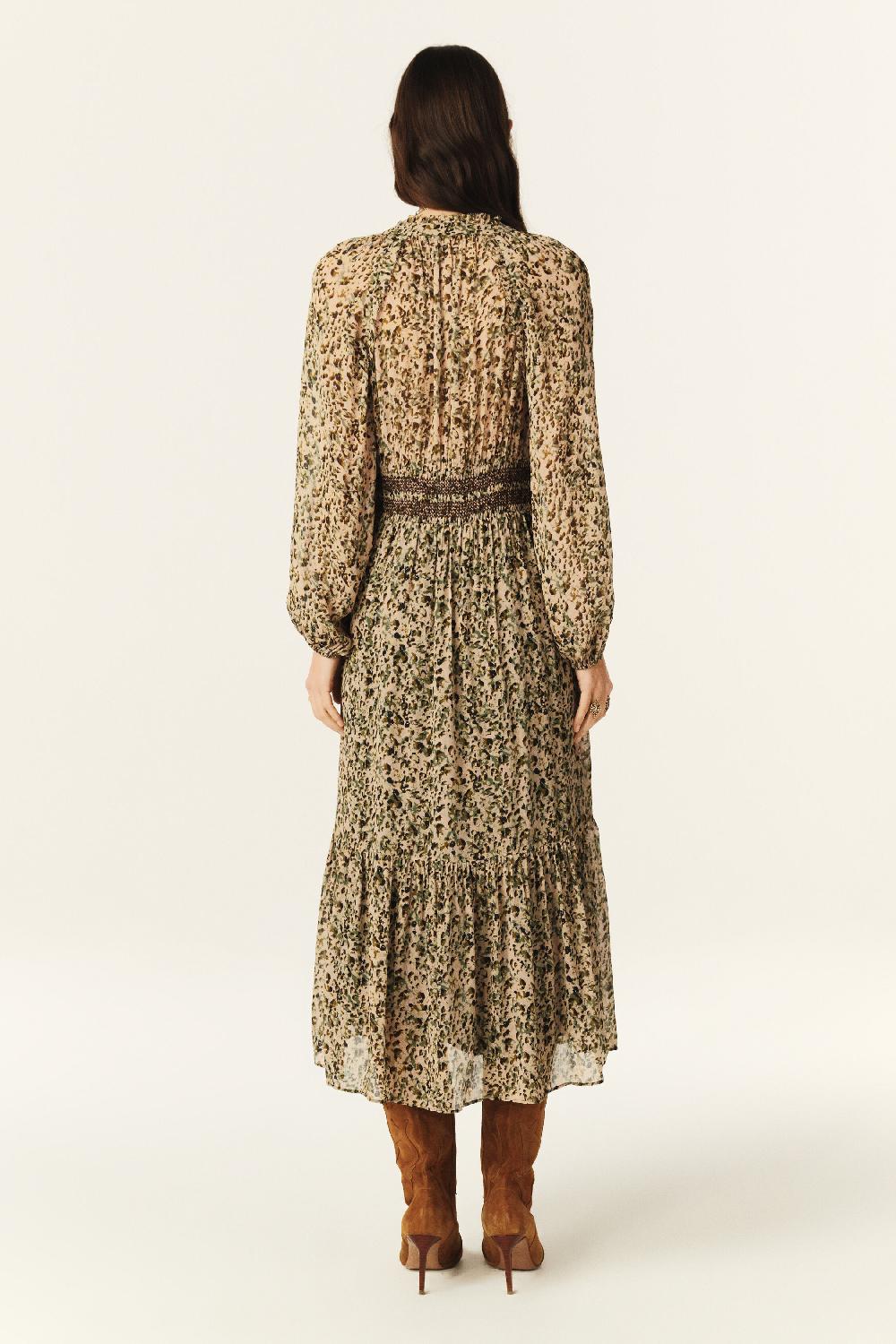 Ba&sh Robe Ceinture SmockéE Coraly Blanc Ecru