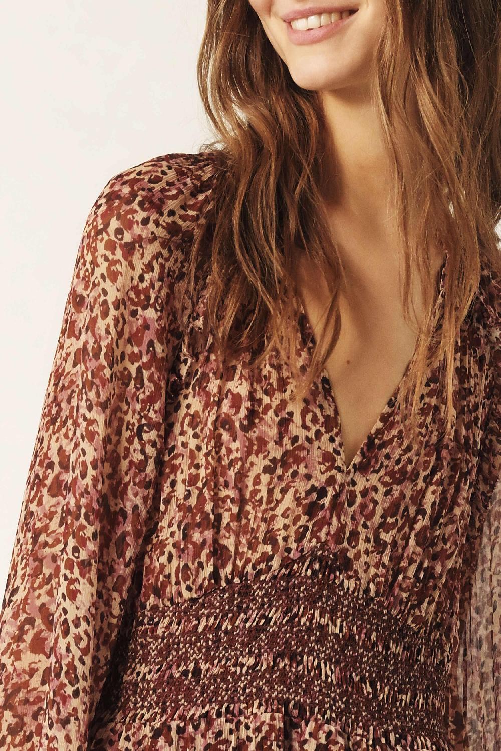 Ba&sh Robe Ceinture SmockéE Coraly Rose