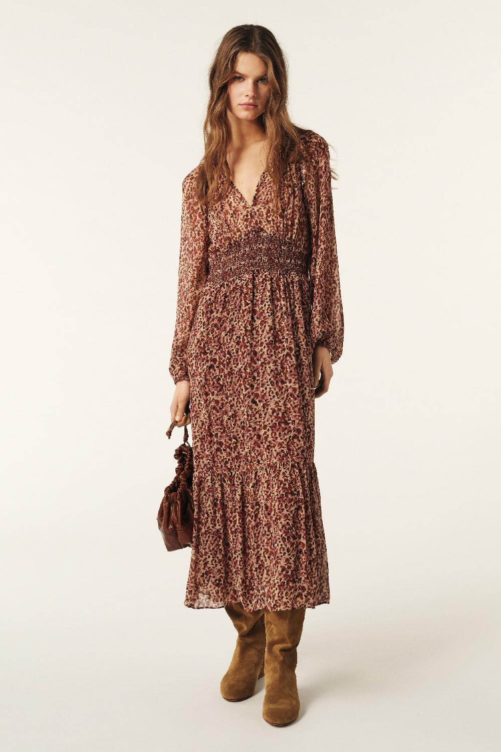 ba&sh Robe Ceinture SmockéE Coraly Rose