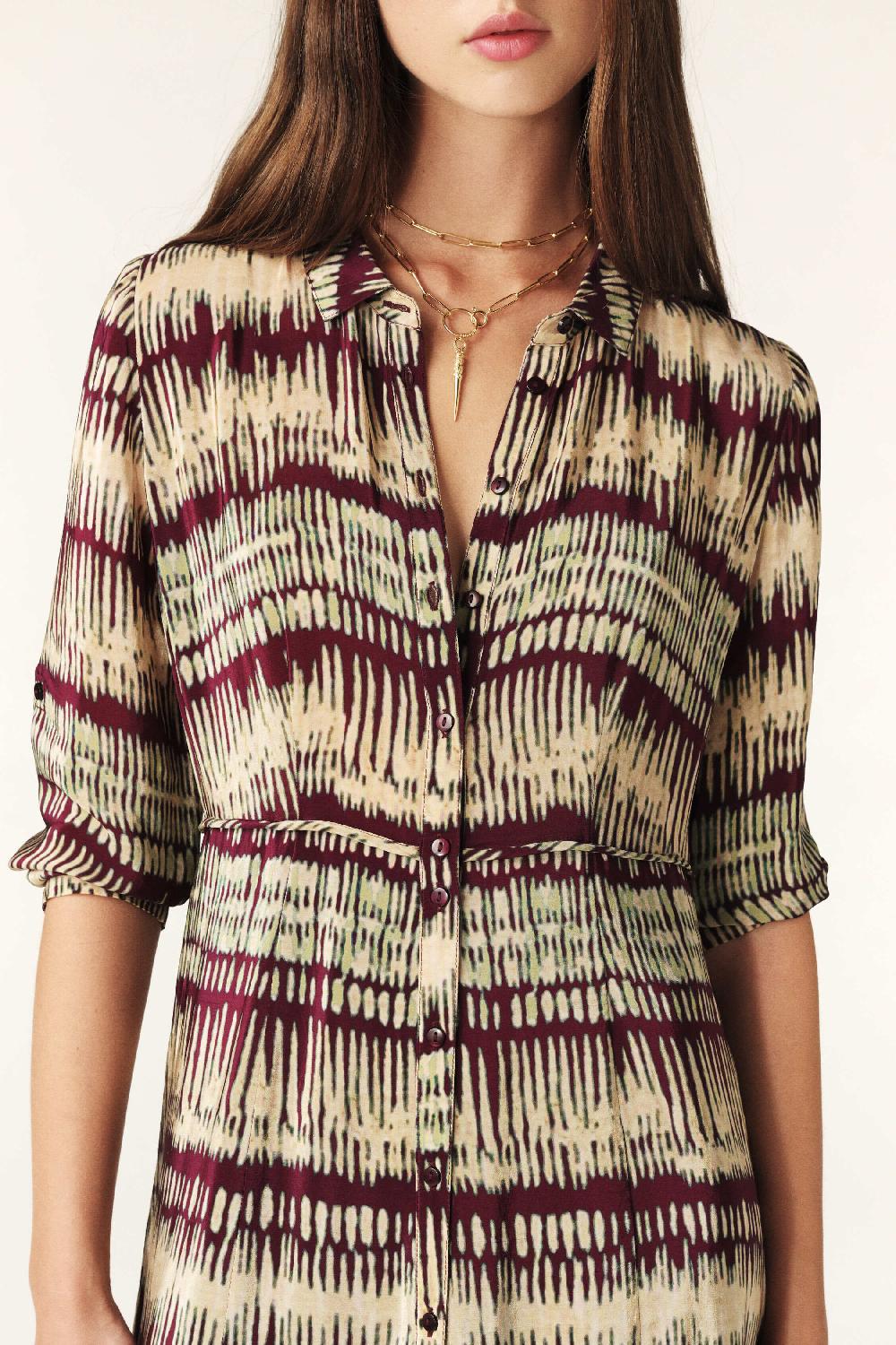 Ba&sh Robe Chemise Midi Artemis Rouge