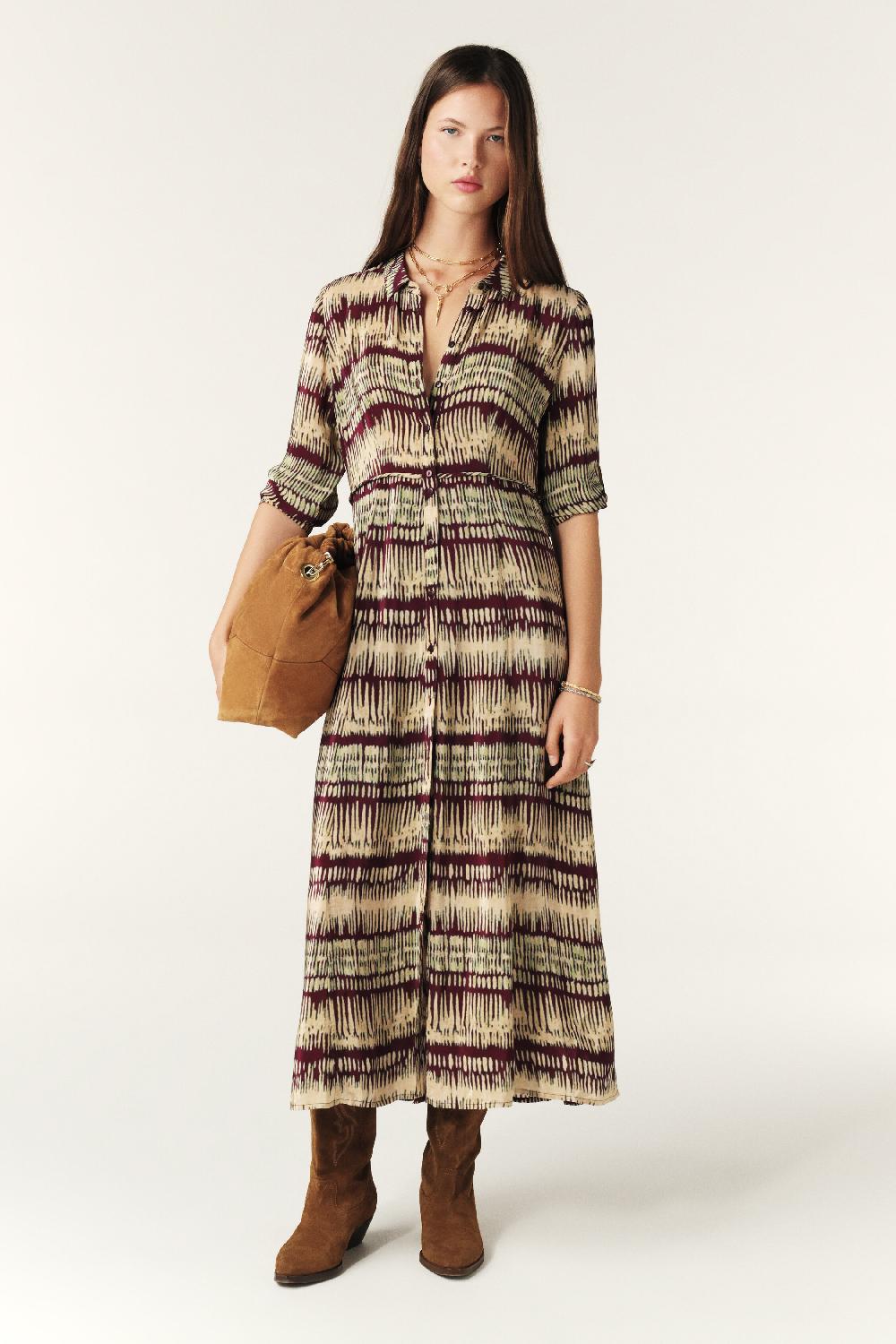 ba&sh Robe Chemise Midi Artemis Rouge