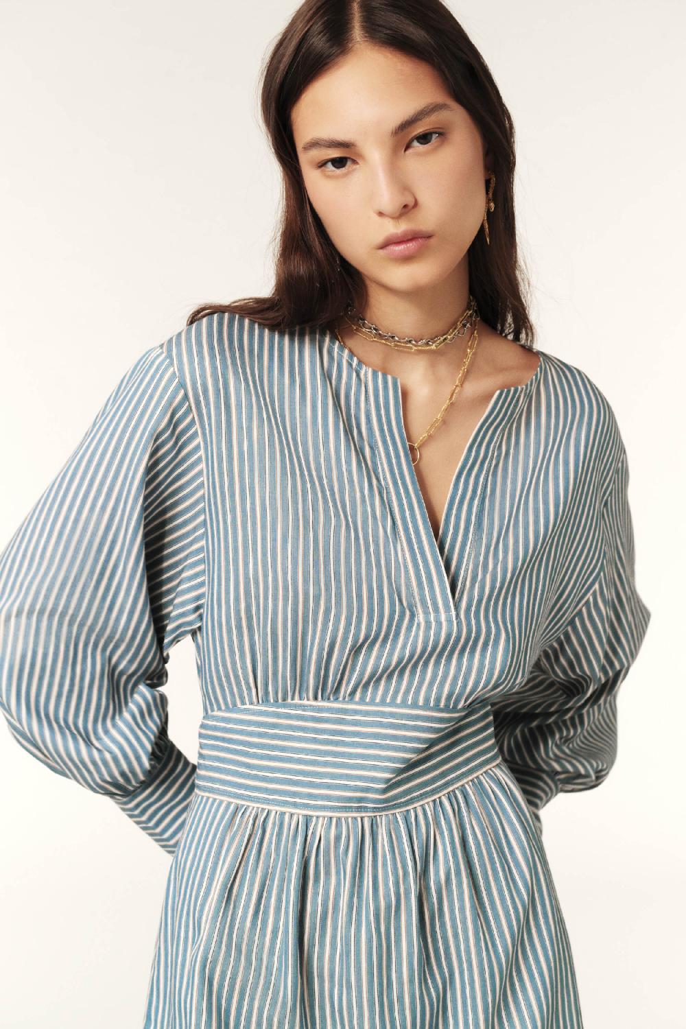 Ba&sh Robe Courte CeinturéE Haris Bleu