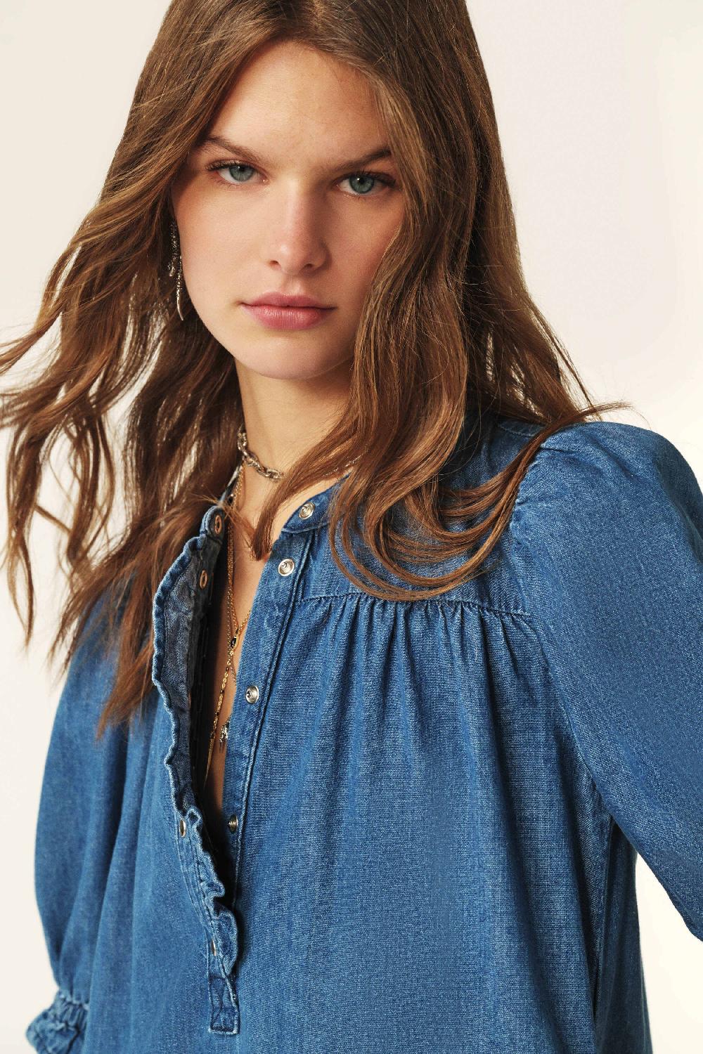 Ba&sh Robe Courte Denim Liconi Bleu