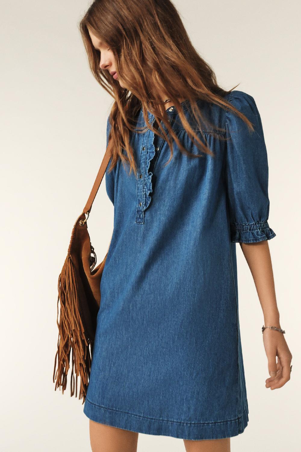 Ba&sh Robe Courte Denim Liconi Bleu