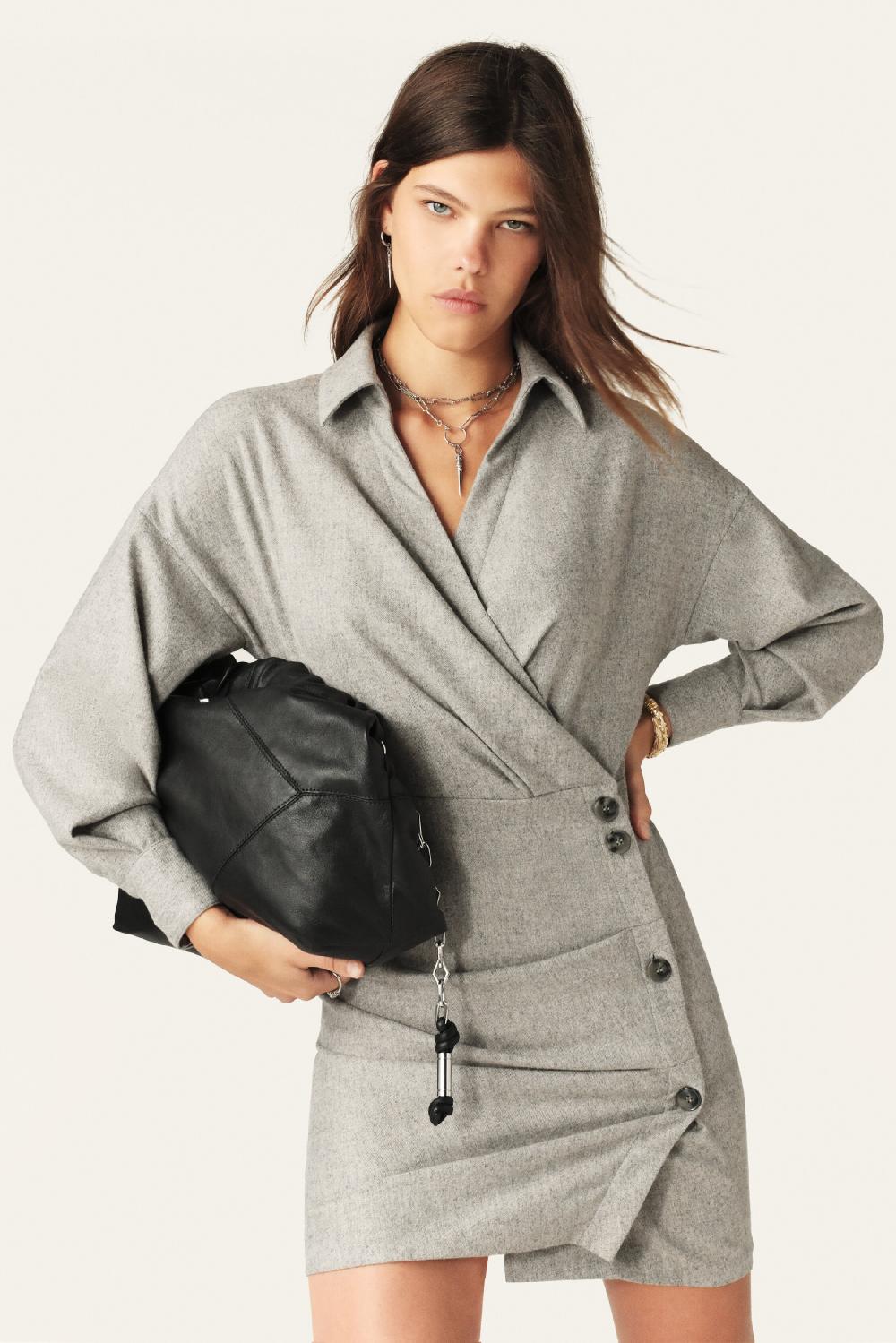 ba&sh Robe Courte Fastway Gris