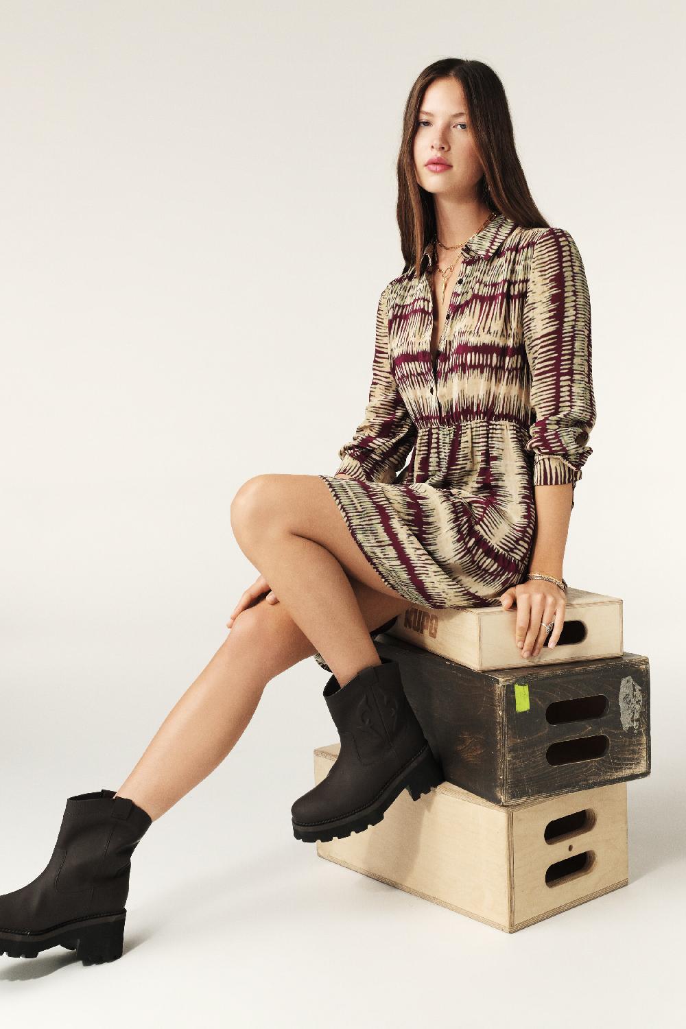 Ba&sh Robe Courte ImpriméE Apoldie Rouge