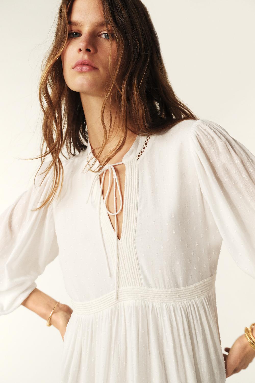 Ba&sh Robe Courte Petunia Blanc Ecru