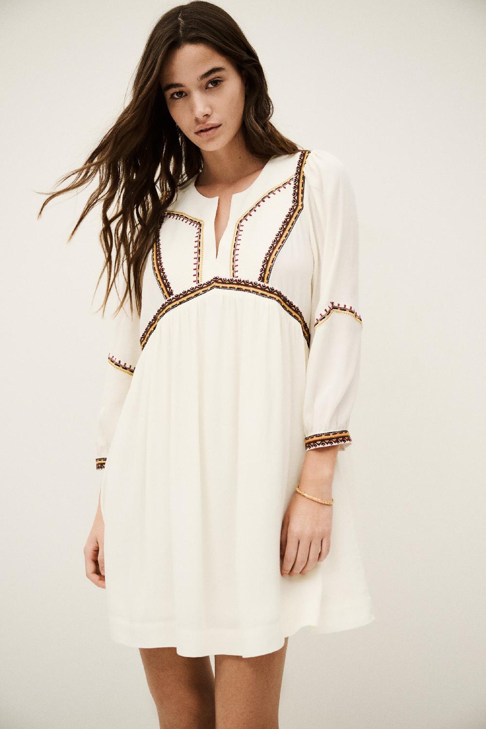 ba&sh Robe Courte Tulsie Blanc Ecru