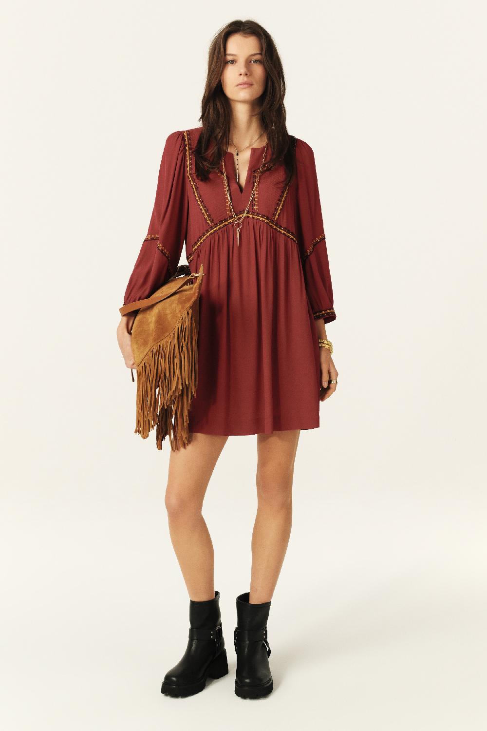 Ba&sh Robe Courte Tulsie Rouge