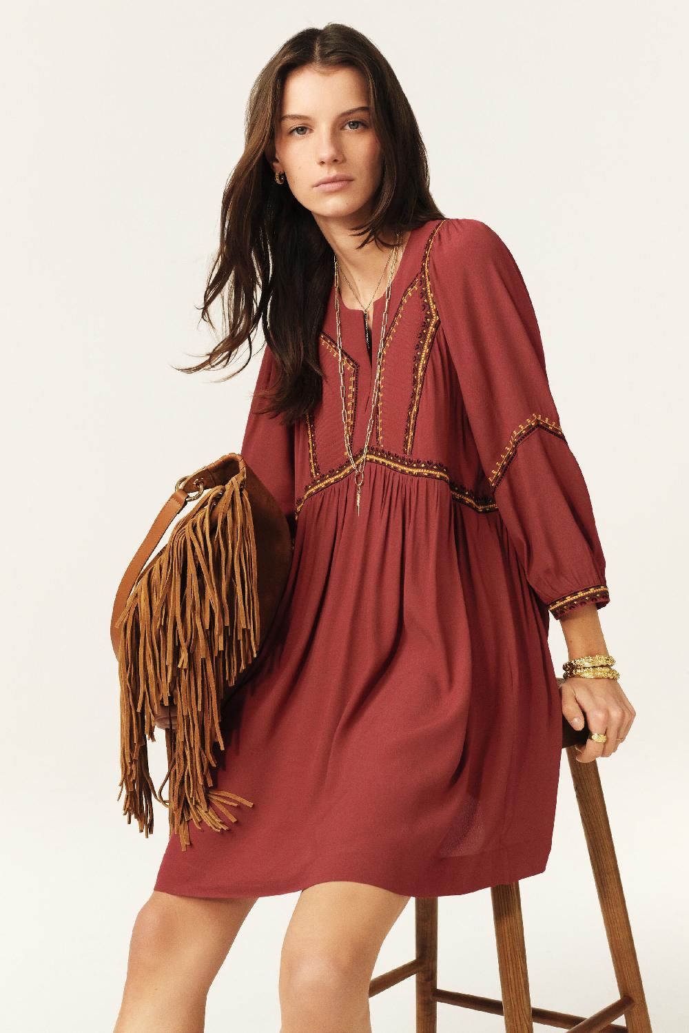 ba&sh Robe Courte Tulsie Rouge