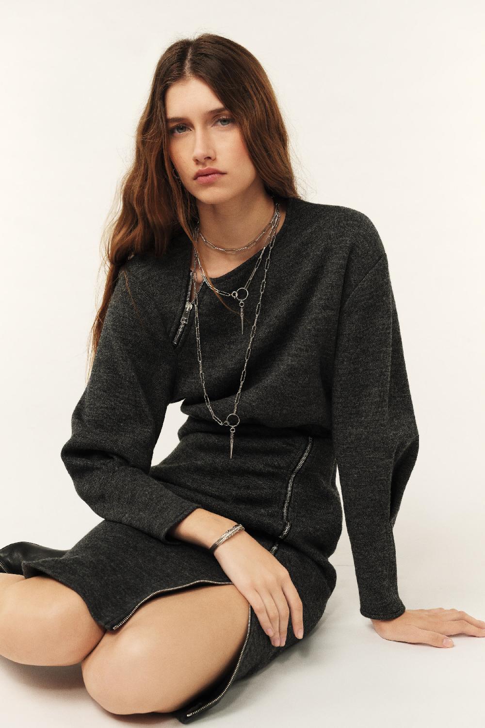 Ba&sh Robe En Laine Mimo Gris