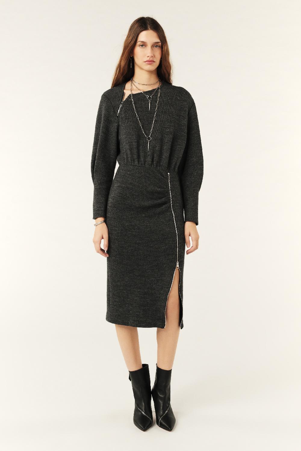 ba&sh Robe En Laine Mimo Gris