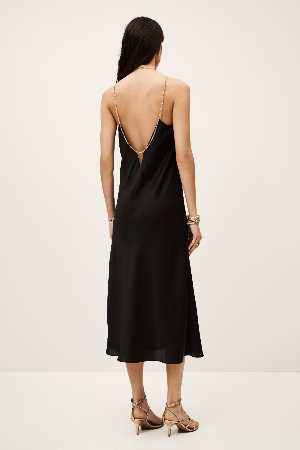 Ba&sh Robe Encolure V Chiara Noir