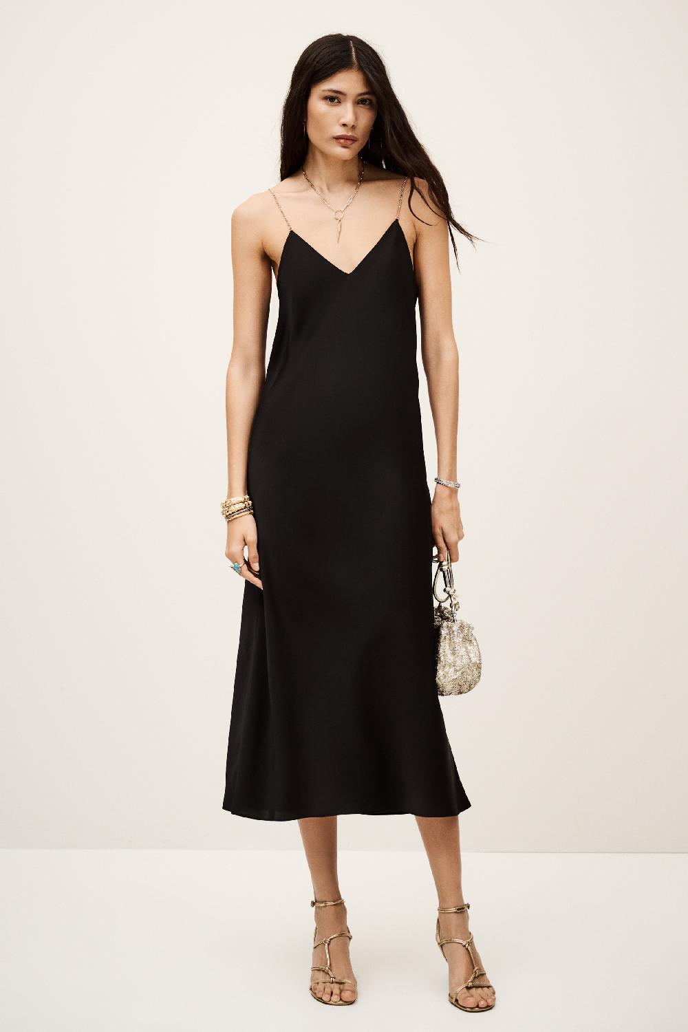 Ba&sh Robe Encolure V Chiara Noir