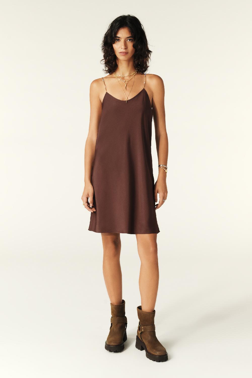 Ba&sh Robe Inspiration Nuisette Clem Chocolat
