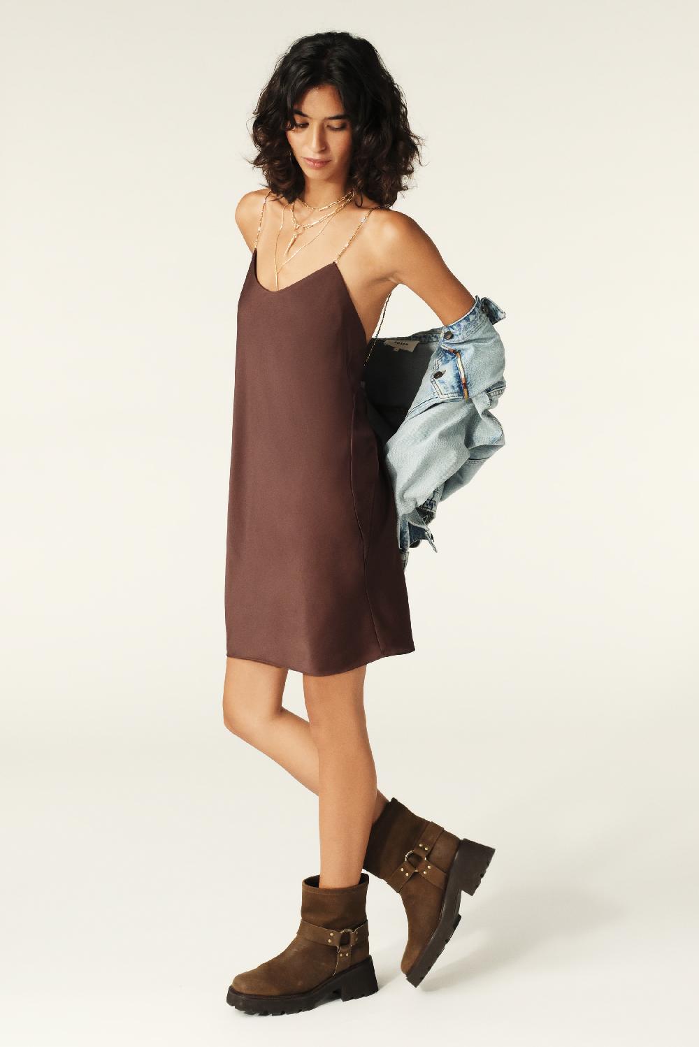 Ba&sh Robe Inspiration Nuisette Clem Chocolat