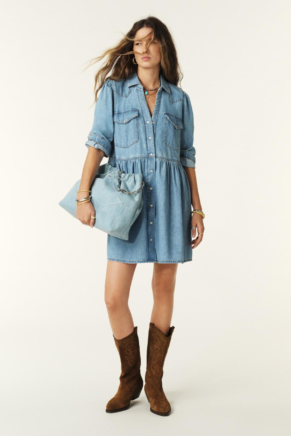 ba&sh Robe Linona Bleu