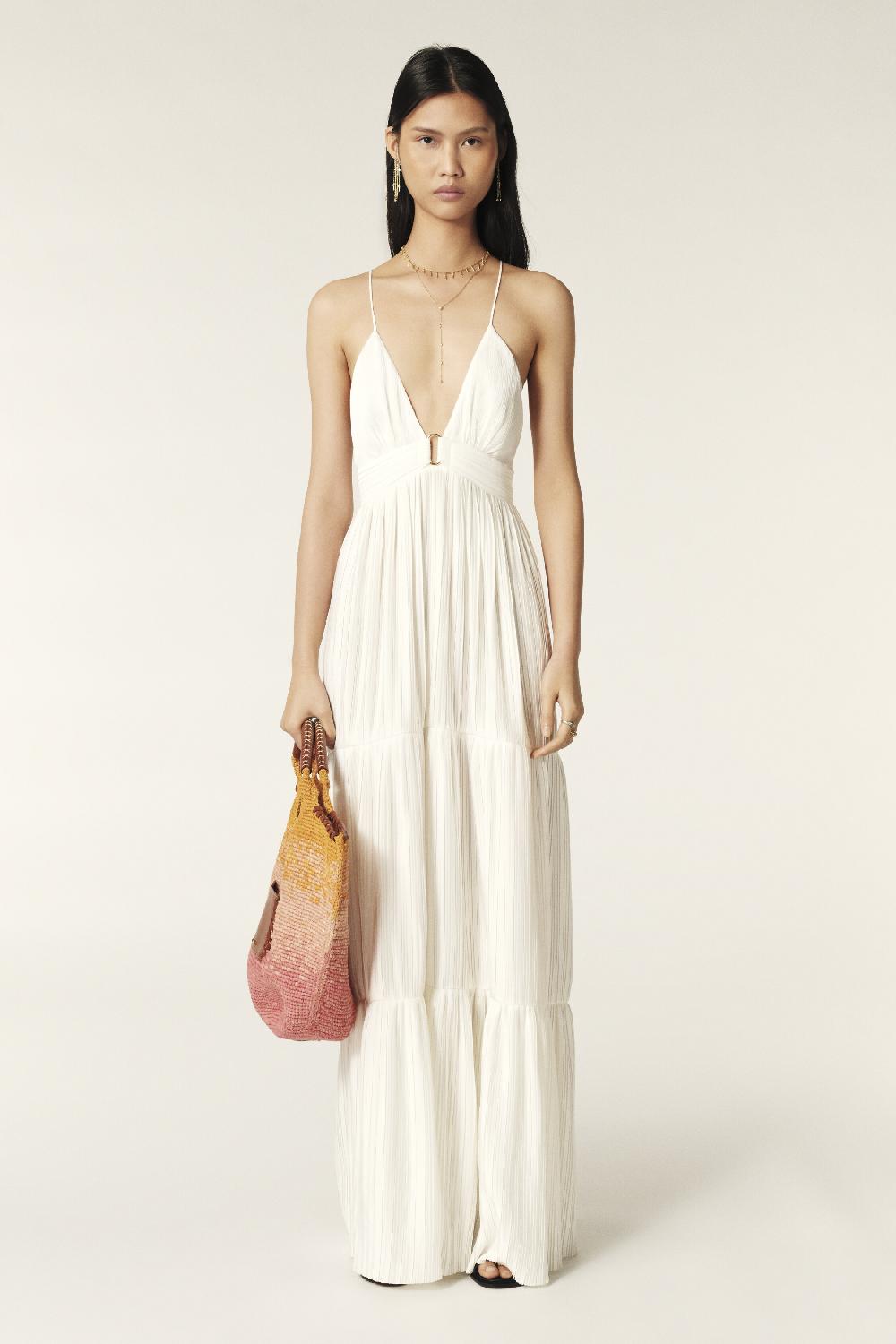 ba&sh Robe Longue Bretelles Wasta Blanc