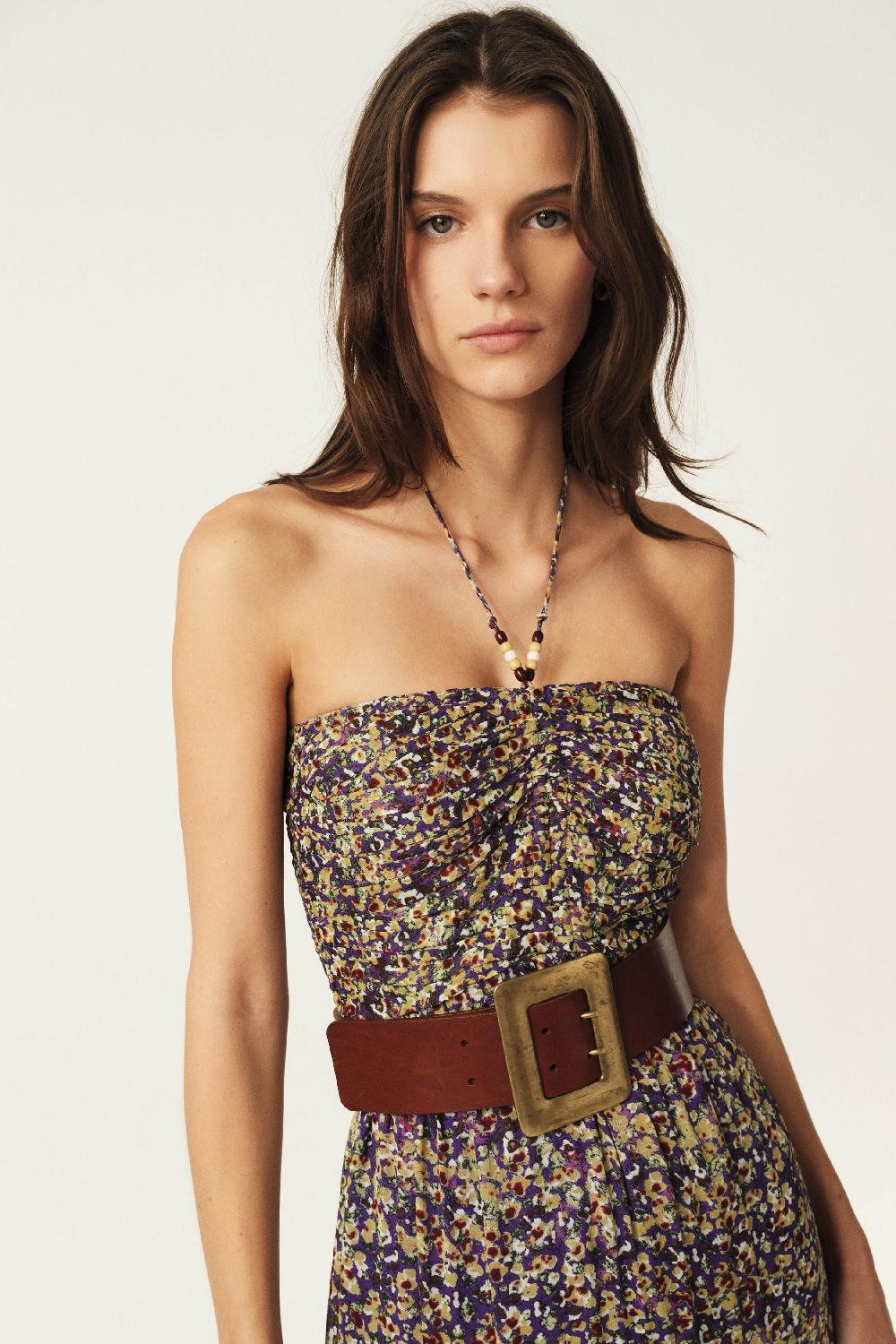 Ba&sh Robe Longue Bustier Lorie Violet