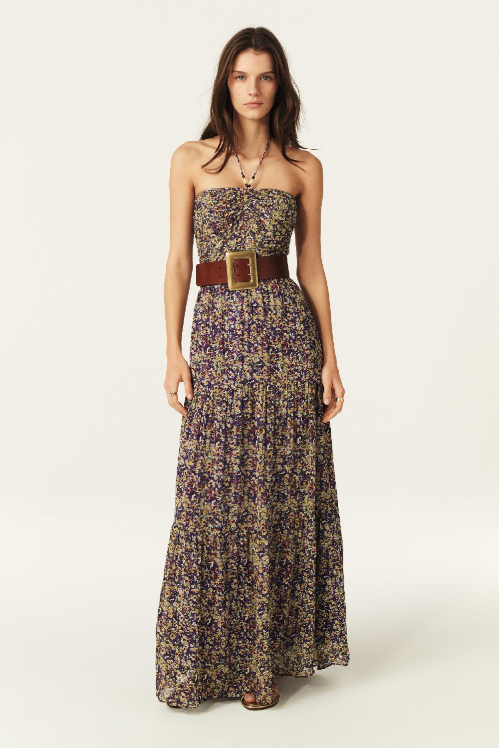 Ba&sh Robe Longue Bustier Lorie Violet