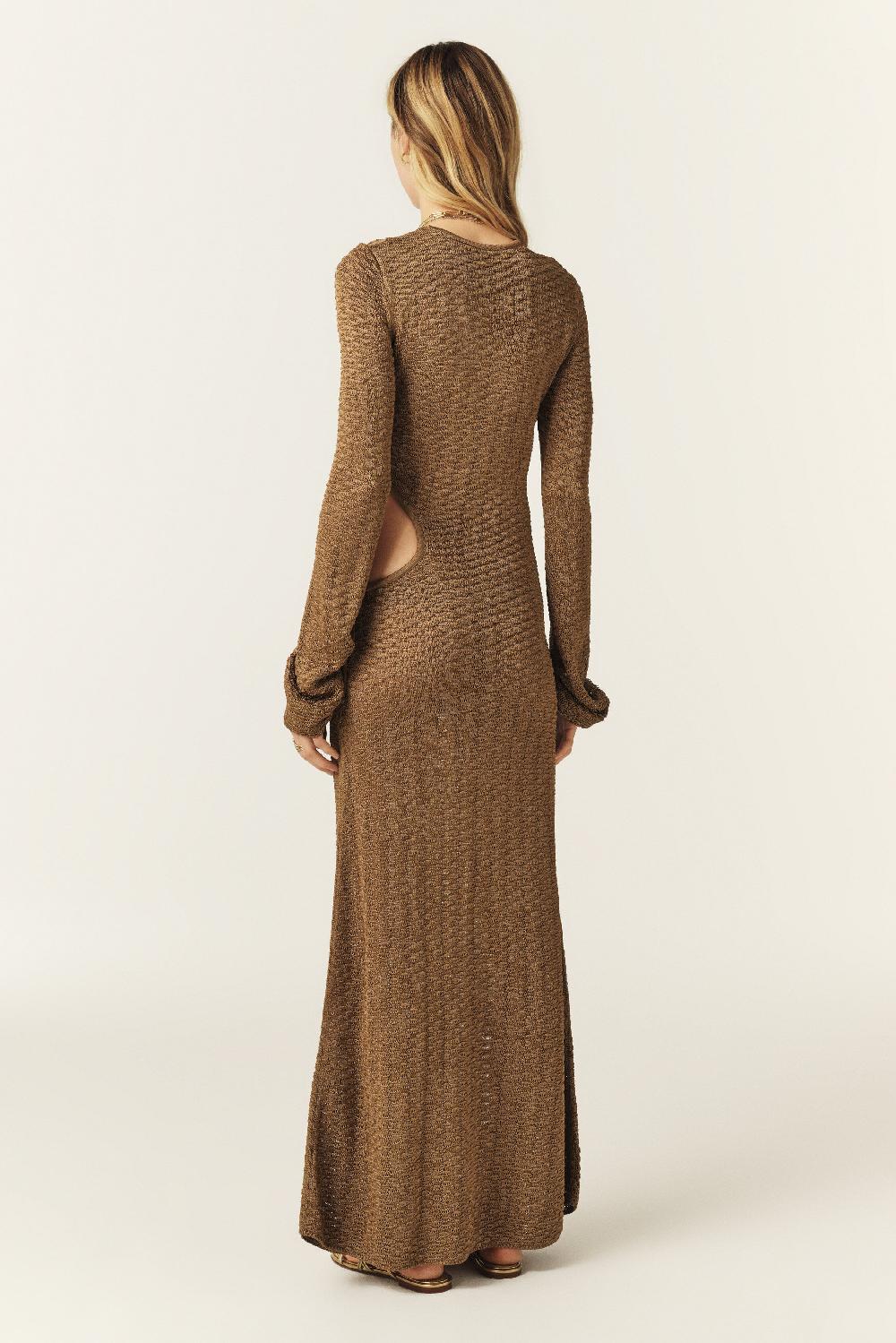 Ba&sh Robe Longue Drapa Bronze