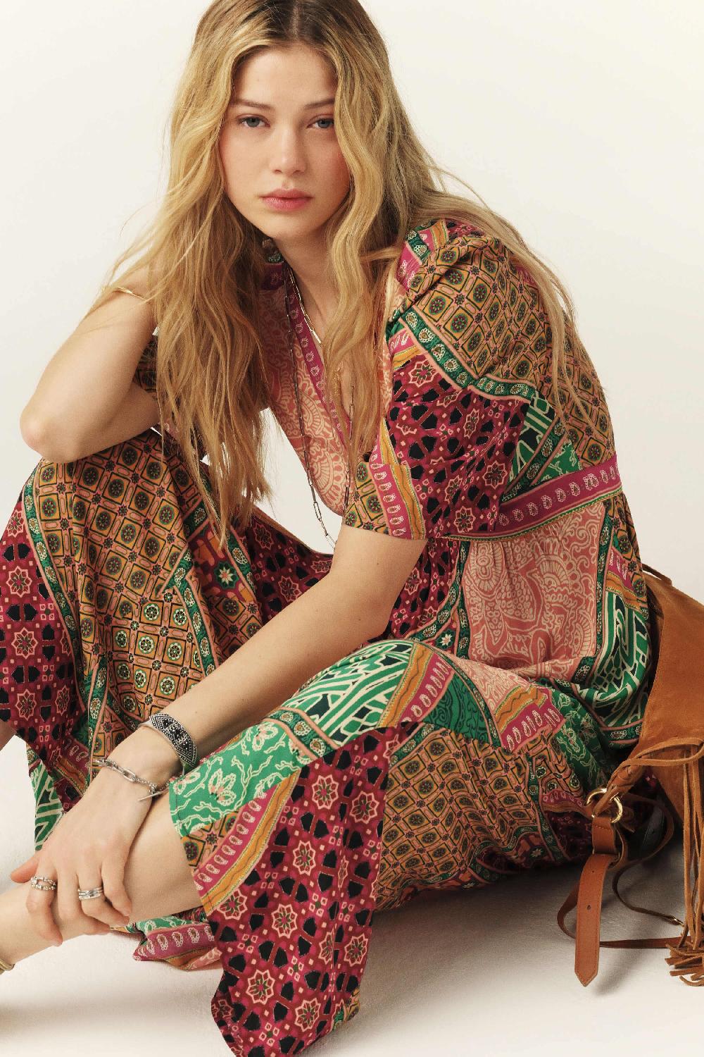 Ba&sh Robe Longue Fanta Multi