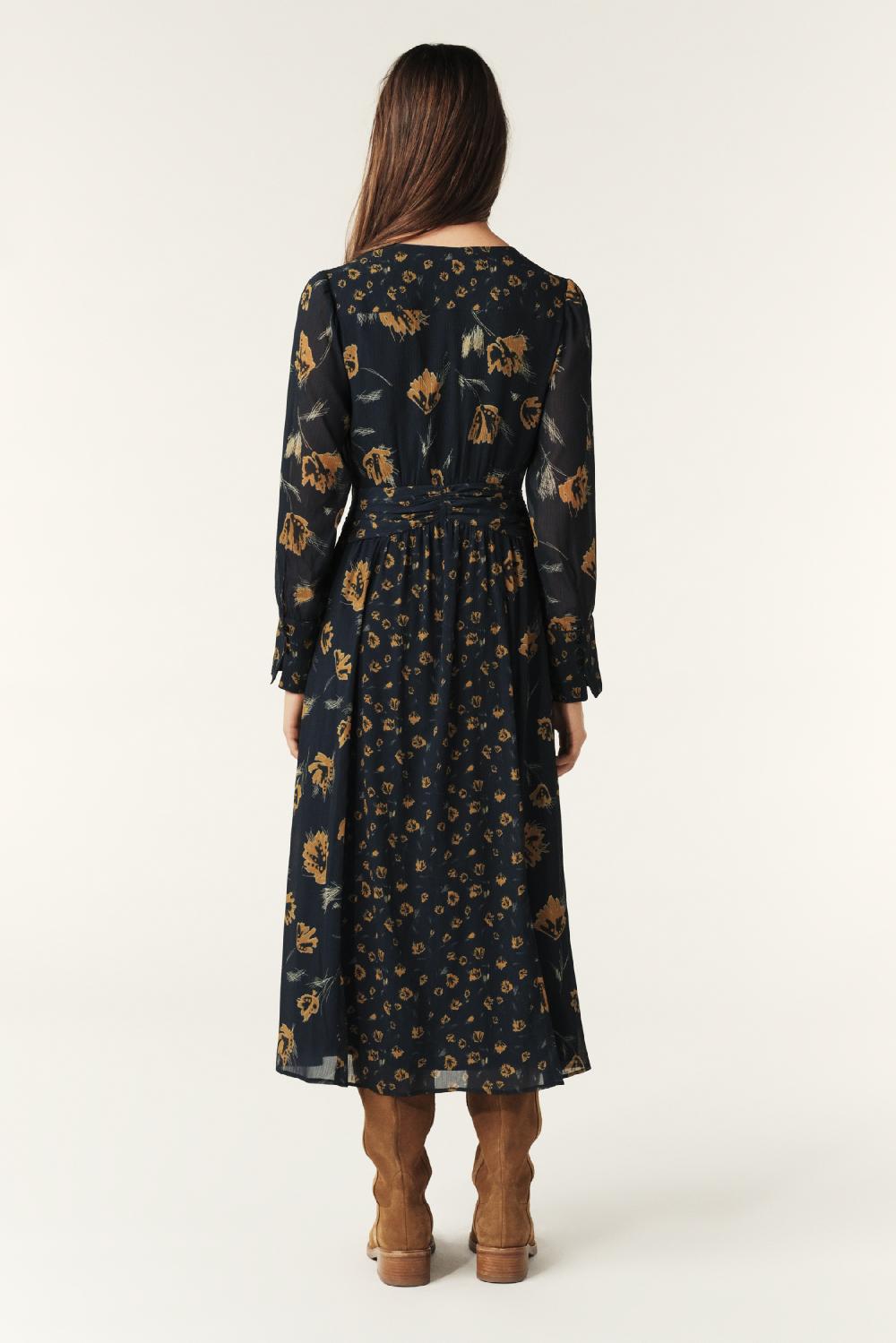 Ba&sh Robe Longue Finaya Bleu Nuit