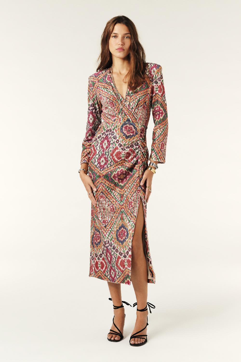 ba&sh Robe Longue PailletéE Tatiana Ocre