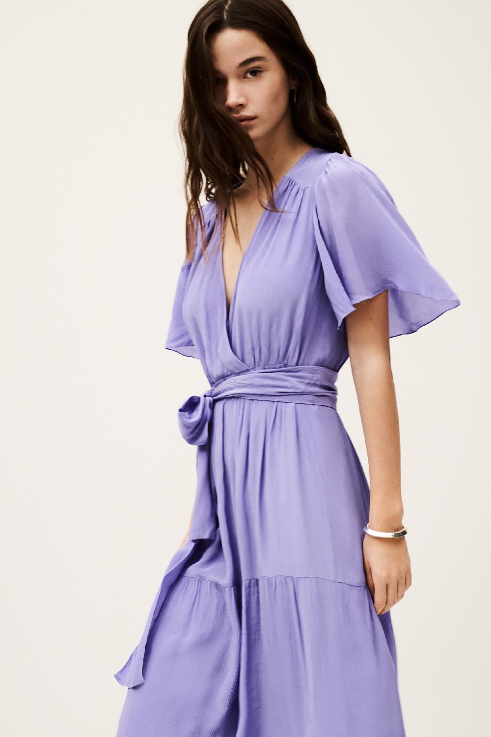 Ba&sh Robe Longue PlisséE Natalia Violet