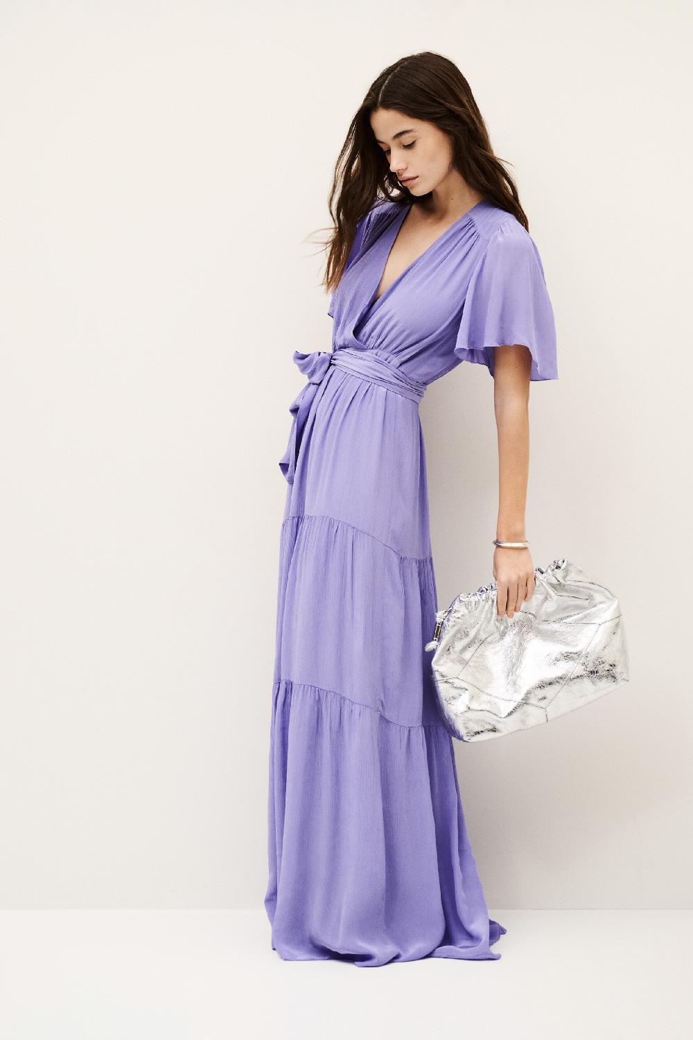 ba&sh Robe Longue PlisséE Natalia Violet