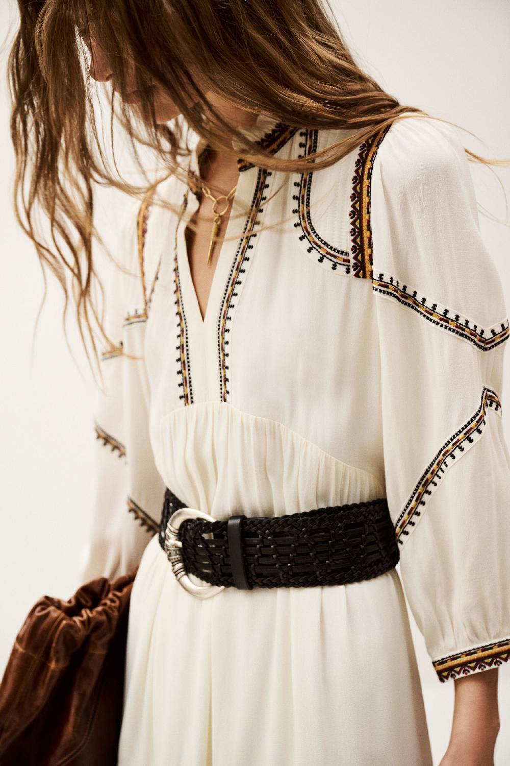 Ba&sh Robe Longue Tunia Blanc Ecru